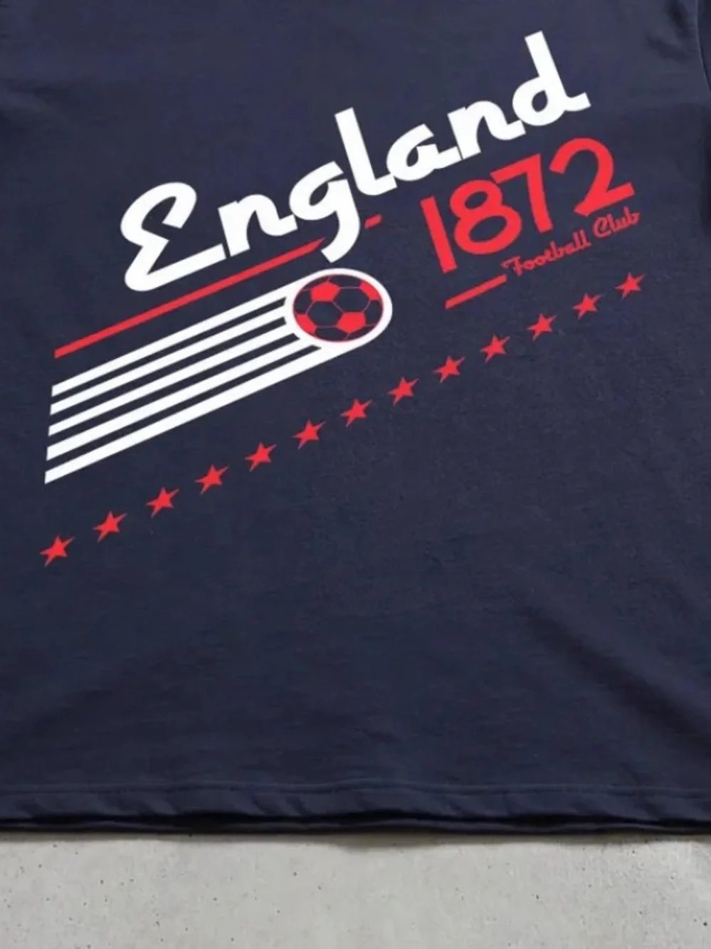 Men's England 1872 Graphic Tee - Vintage Soccer World Cup Casual oversized Navy
